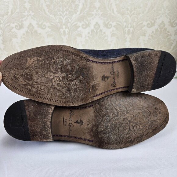 Robert Graham PRINCE Denim Slip On Loafers Purple Edging Size 11.5 Narrow Fit - Picture 10 of 14